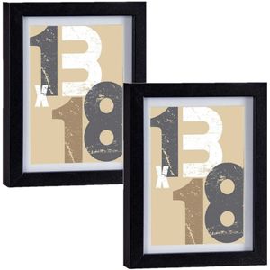 Fotolijst voor een foto van 13 x 18 cm/15 x 20 cm - 2x stuks - zwart - hout - passe partout - Fotolijsten