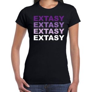 Extasy drugs fun t-shirt zwart  met  paarse bedrukking dames - Feestshirts