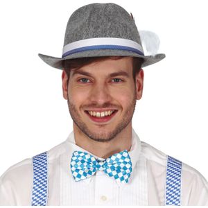 Oktoberfest verkleed vlinderstrikje - blauw/wit - polyester - volwassenen/unisex - carnaval - Verkleedstrikjes