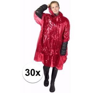 30x wegwerp regenponcho rood