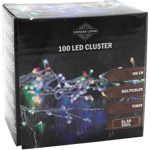 Draadverlichting lichtsnoer met 100 lampjes gekleurd op batterij 100 cm - Lichtsnoeren