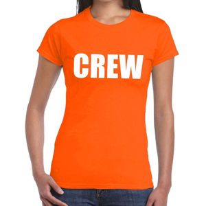 Crew tekst t-shirt oranje dames - Feestshirts