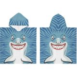 Badlaken en poncho - kinderen - haai print - microvezel - Badcapes