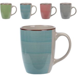 Set van 4x stuks luxe gekleurde stoneware bekers/koffiekopjes 270 ml - Kopjes/koffiebekers