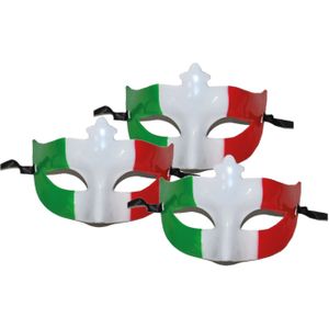 3x stuks supporters oogmaskers rood/groen/wit Italie - Verkleedmaskers