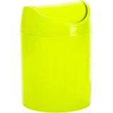 Plasticforte mini prullenbakje - 2x - groen - kunststof - klepdeksel - keuken/aanrecht - 12 x 17 cm