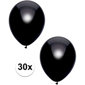 Zwarte metallic ballonnen 30 cm 30 stuks - Ballonnen
