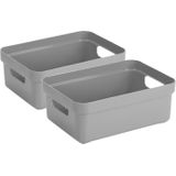 8x stuks lichtgrijze opbergboxen/opbergdozen/opbergmanden kunststof - 9 liter - opbergen/bakken/opbergers