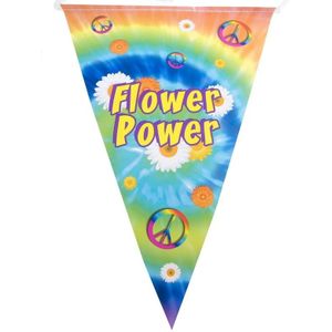 Vlaggenlijn flower power hippie feest decoratie 5 meter - Vlaggenlijnen