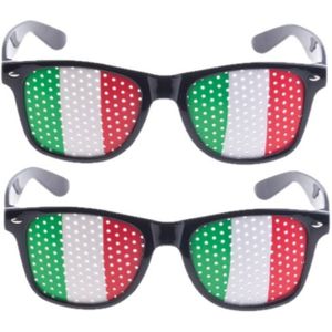 2x stuks zwarte Italie supporters vlag bril voor volwassenen - Verkleedbrillen