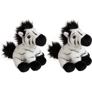 2x stuks zebra speelgoed knuffel 15 cm - Kleine knuffelbeesten