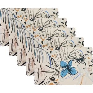 Placemat/onderlegger - 10x - blad/bloem motief - 44 x 28 cm - tafeldecoratie