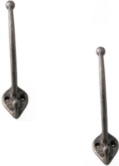4x Luxe kapstokhaken / jashaken / kapstokhaakjes aluminium antiek tin enkele haak 13 x 3,5 cm - Kapstokhaken