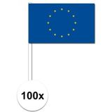 100x Europese fan/supporter vlaggetjes op stok - Vlaggen