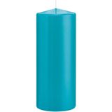2x Turquoise blauwe woondecoratie kaarsen 8 x 20 cm 119 branduren - Stompkaarsen