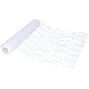 Tafelloper op rol - gesponnen kant - wit - 30cm x 3m - stof - Feesttafelkleden