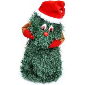 Zingende en dansende kerstboom - kerst figuur - groen - H20 cm - Kerstman pop