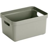 4x Lichtgroene opbergboxen/opbergdozen/opbergmanden kunststof - 13 liter - opbergen manden/dozen/bakken - opbergers