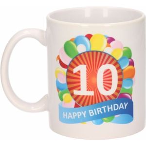 Koffiemok ballon thema 10 jaar 300 ml - feest mokken