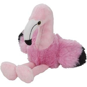Pluche roze flamingo knuffel 17 cm - Flamingo dieren knuffels - Speelgoed voor kinderen