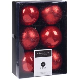 12x Kerstboomversiering luxe kunststof kerstballen rood 8 cm - Kerstbal