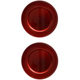 2x stuks diner borden/onderborden rood glimmend 33 cm - Onderborden