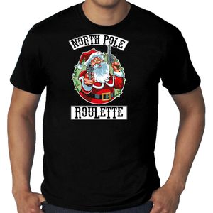 Grote maten fout Kerstshirt / outfit Northpole roulette zwart voor heren - kerst t-shirts