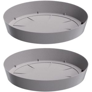 Opvangschaal/onderschaal bloempot/plantenpot - 3x - lichtgrijs - rond - Dia 19 cm - Plantenpotten