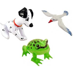 Set opblaasbare witte meeuw dalmatier hond en groene kikker - Opblaasfiguren
