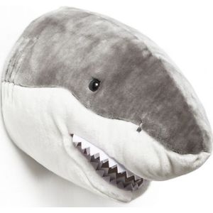 Pluche haai dierenhoofd knuffel 30 cm - Haaienkop - Kinderkamer muurdecoratie