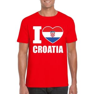 Rood I love Kroatie fan shirt heren - Feestshirts