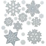 Kerst raamstickers - 2x st - 30 x 46 cm - raamdecoratie sneeuwvlok - Feeststickers