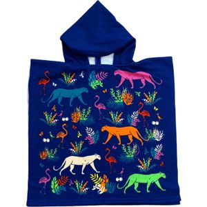 Bad cape/poncho - kinderen - jungle print - 60 x 120 cm - microvezel - Badcapes
