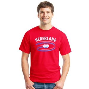 Rood heren shirtje met Nederland print - Feestshirts