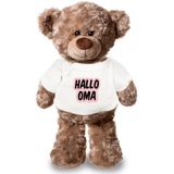 Hallo Oma Roze Pluche Teddybeer Knuffel 24 cm Wit T-shirt - Zwangerschap Aankondiging Dochter