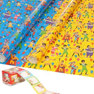 Bellatio Decorations - Sinterklaas inpakpapier 6x rol + 50 naamsticker