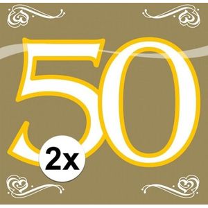 2x Party gouden servetten 50 jaar 20 stuks - Feestservetten