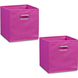 Opbergmand/kastmand - 2x - roze - 28 x 28 cm - polyester - speelgoedmand - Opbergmanden