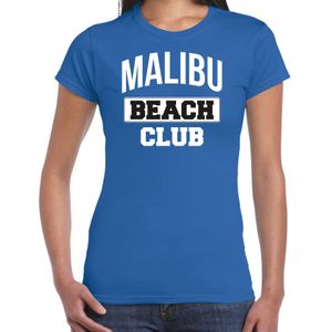 Zomer t-shirt voor dames - Malibu Beach Club - tropisch thema feest kleding - blauw - Feestshirts