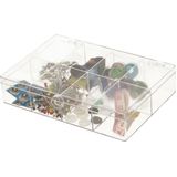 Gerimport opbergkoffertje/opbergdoos/sorteerbox - 8-vaks - kunststof - transparant - 15 x 10 x 3 - Opbergbox
