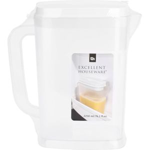 Excellent Houseware Schenkkan/waterkan - transparant - 2250 ML - kunststof - 22 x 10 x 22,5 cm