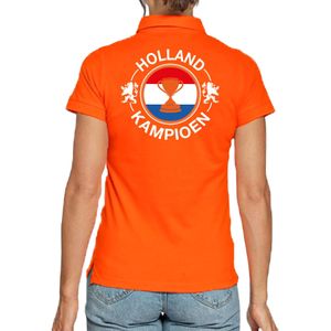 Holland kampioen met beker oranje poloshirt Holland / Nederland supporter EK/ WK voor dames - Feestshirts
