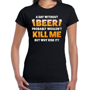 A day Without Beer drank fun t-shirt zwart voor dames - Feestshirts