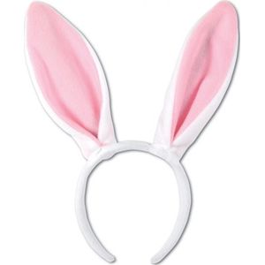 3x Verkleed bunny oren wit/roze - Verkleedhoofddeksels