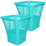 Plasticforte Afvalbak/vuilnisbak/kantoor prullenbak - 2x stuks - plastic - blauw - 30 cm