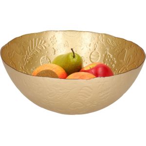 Decoratie schaal/fruitschaal - goud - glas - D28 cm - rond - kerst design