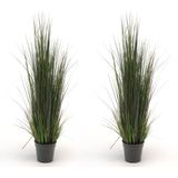 Set van 2x stuks kunstplanten groen gras sprieten 90 cm - Grasplanten/kunstplanten voor binnen gebruik