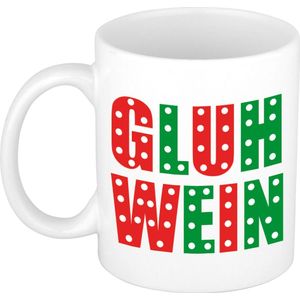 Cadeau kerstmok Gluhwein groen/wit - 300 ml - keramiek - mok / beker - Kerstmis - kerstcadeau