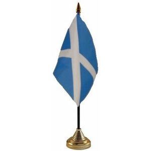 Polyester Schotse vlag voor op bureau 10 x 15 cm - Vlaggen