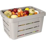 3x stuks plastic opbergkratten/fruitkisten taupe stapelbaar L55 x B40 x H29 cm - Boodschappentassen